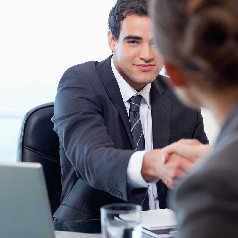 Manager interviewing a female applicant